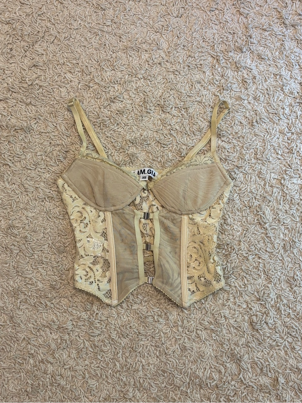 IAmGia Cream Lace Corset Top